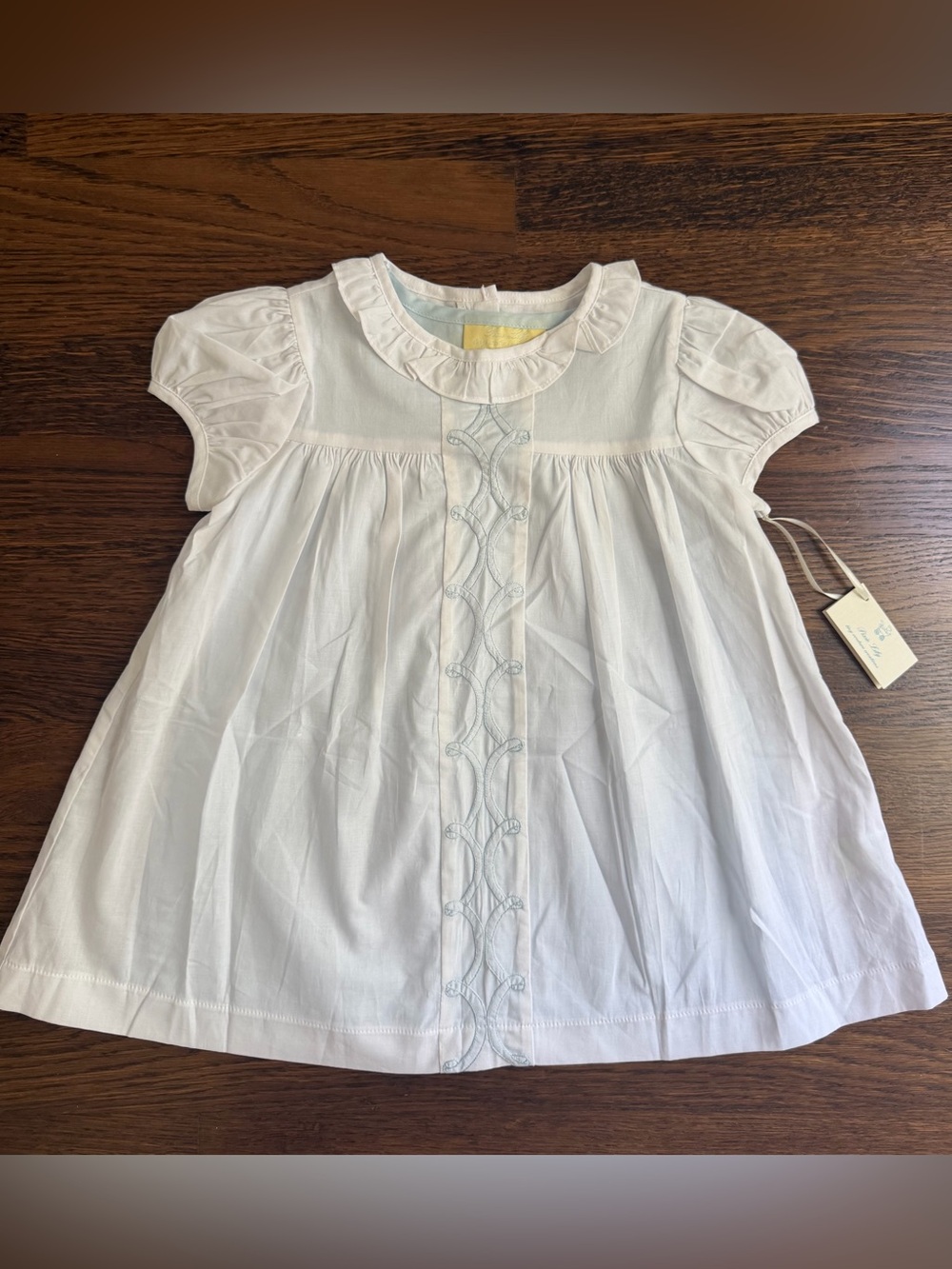 NWT Pixie Lily White w/ Blue Shadow Embroidered Dress 2T